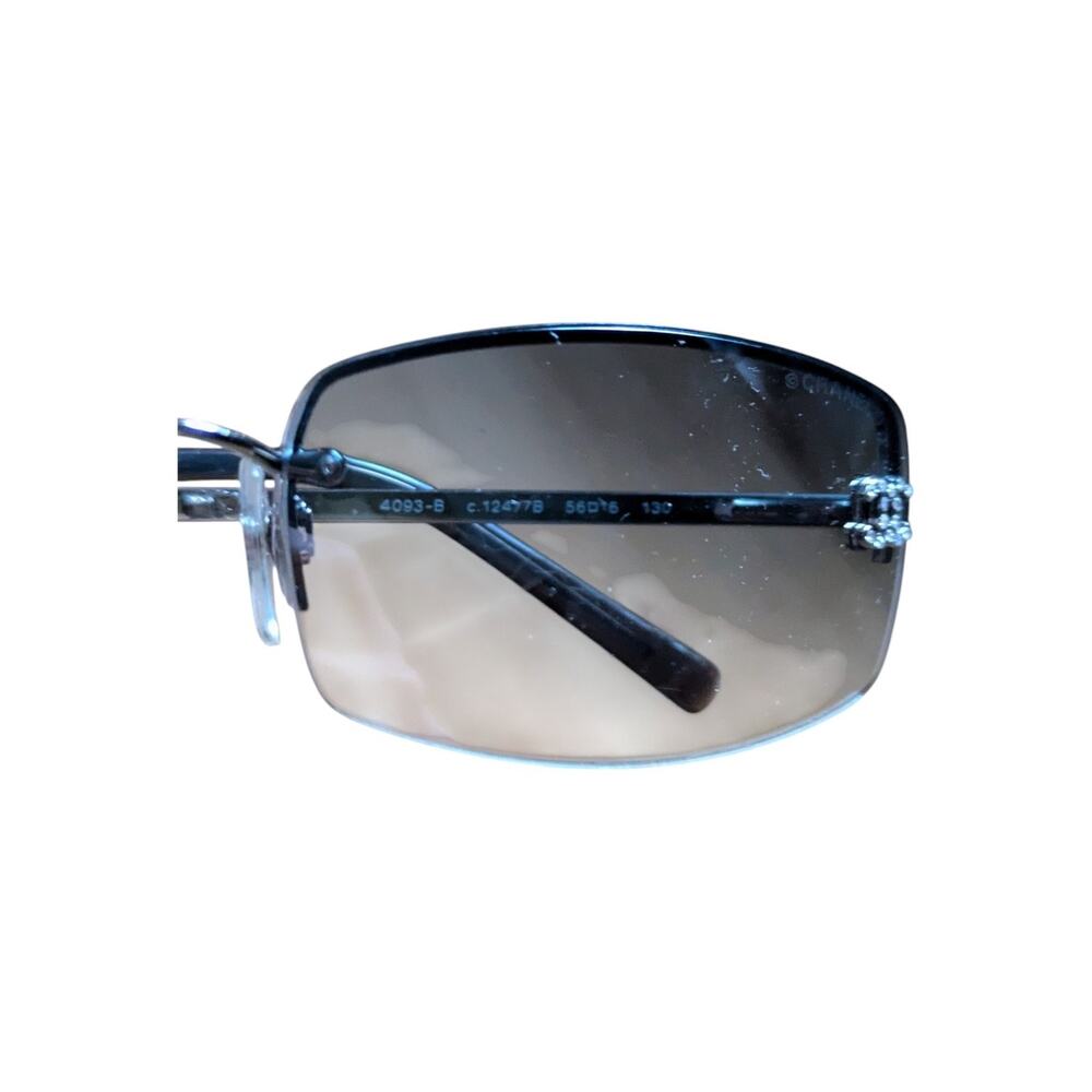 Vintage Chanel Sunglasses Womens Rimless Lens Crystal CC Logo Italy Y2K Eyewear - Picture 12 of 16